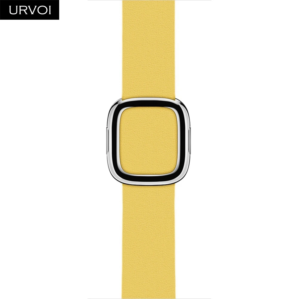 Yellow Современная Пряжка URVOI для apple watch 5, 4, 3, 2, ремешок 40 мм, ремешок для iwatch, мягкий гладкий верх, зернистая кожа, удобная на ощупь, новинка - Цвет ремешка: Yellow