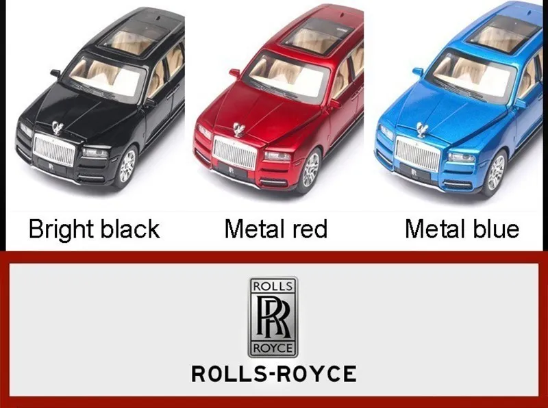1:24 Rolls Royce Cullinan, модель автомобиля из сплава, большой размер, имитация внедорожника, металлическая модель автомобиля, светильник со звуком, вытяжка, 6 дверей