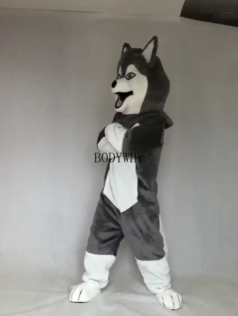 

Grey wolf dog Mascot Costume Suits Cosplay Party Game Dress Outfits Clothing Advertising Promotion Carnival Fursuit