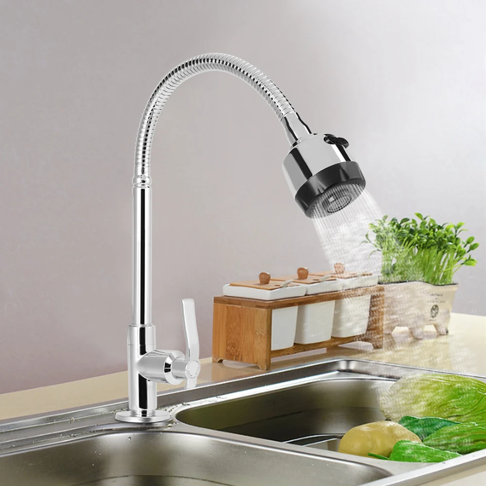

Stylish G1/2in Universal Bendable Home Kitchen Single Cold Water Tap Kitchen Sink Water Faucet