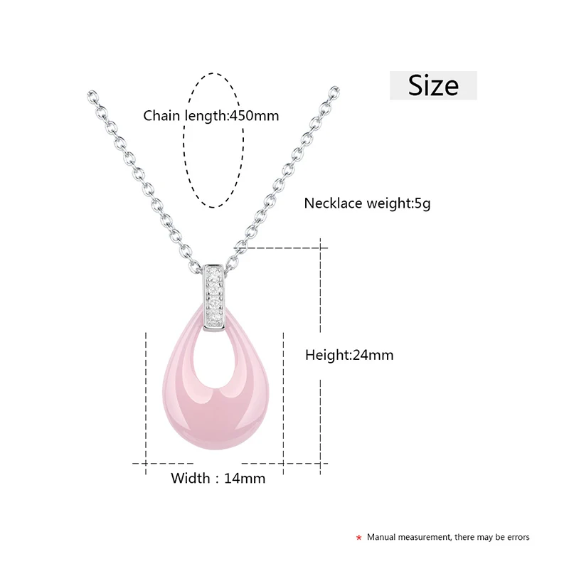 Ожерелье с подвеской в форме капли воды розового и синего цвета стальная цепочка