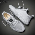 Кроссовки мужские сетчатые дышащие, легкие теннисные туфли, на шнуровке, для ходьбы, белые, тренд 2021