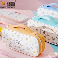 stationery pencil case two layers pencil bag stationery organizer bag with handle cavas case big space pencil case1pc
