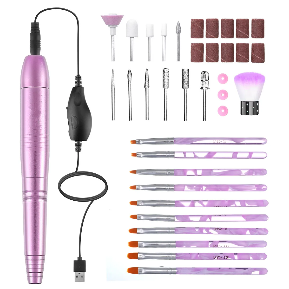 

Portable Professional Speed Adjustable Electric Nail Drill Machine Manicure Set Nail Art Nail Grinding Heads Drill Bits Kit