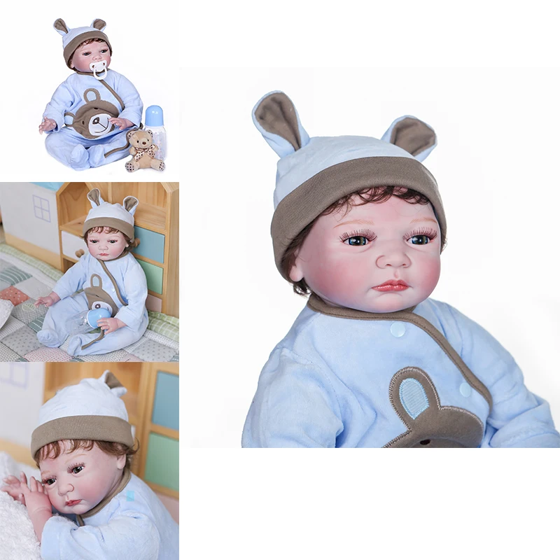 

NPK 55cm Real Size 22inch Bebe Reborn Doll With Soft Cloth Body Baby Toddler Doll Lifelike Dolls Cute Pink Princess Girl Dolls
