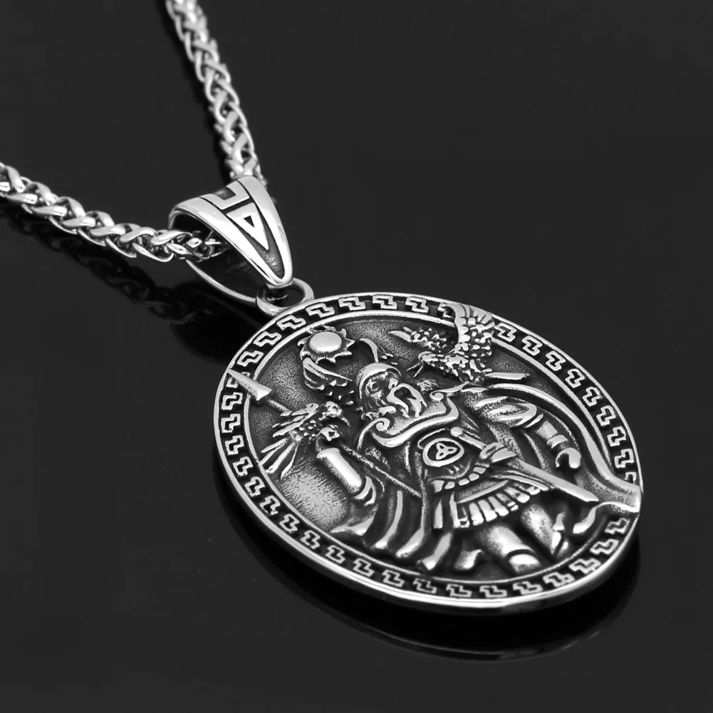 Скандинавский Викинг амулет odin face wolf Geri Freki Raven Амулет из нержавеющей стали ожерелье с Valknut Rune подарочная сумка