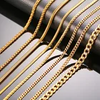 Женские и мужские ожерелья-цепочки из нержавеющей стали, плоские цепи-звенья под змею, 24 дюйма, ширина 3 мм, 4 мм, 6 мм