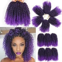 short 8 inch marley marlybob crochet braiding hair passion twist synthetic jerry curl hair extensions 3packset for women