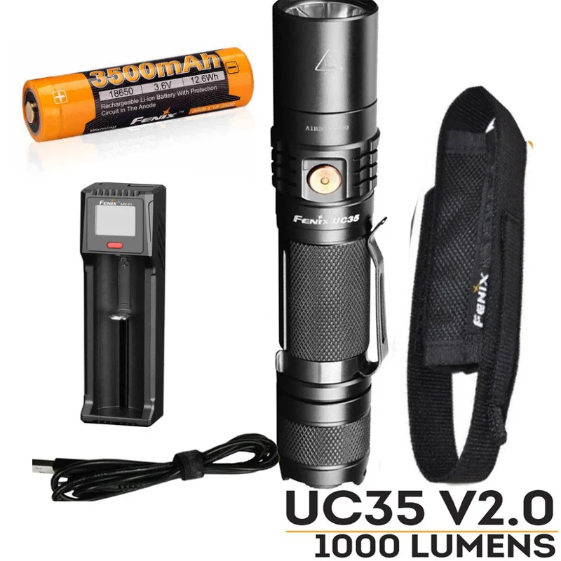Fenix UC35 V2.0 2018 USB Перезаряжаемый 1000 люмен Cree XP L HI V3 светодиодный фонарик с батареей