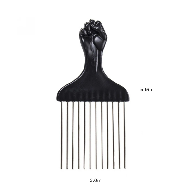 

Wide Teeth Hair Comb Insert Curly Hairbrush Hair Fork Pick Comb Fist Shape Black Handle Hairdressing Brush Styling Tool