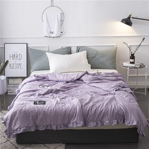 light purple Летние зеленые лоскутные одеяла оборки пододеяльник 1 шт. постельное белье свежесть постельное белье мыть хлопок плед прочные постельные принадлежности лето - Цвет: light purple