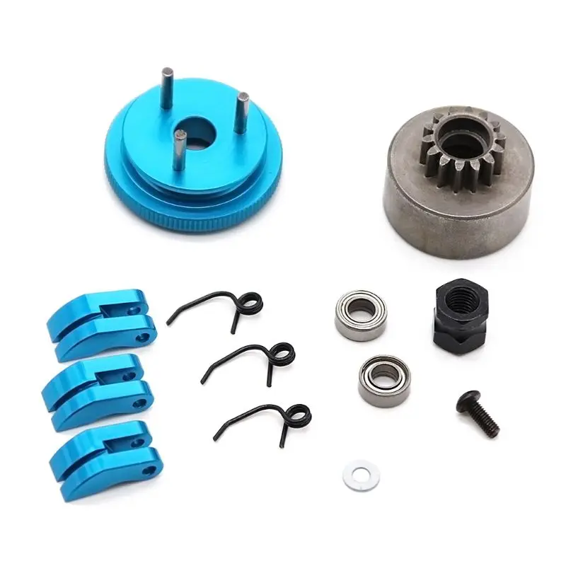 

1 Set Clutch Bell 14T Gear Flywheel Assembly Clutch Shoes Springs Cone Engine Nut for 1/8 HSP HPI RC Car Parts