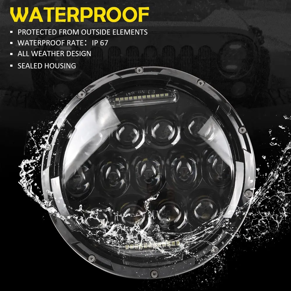 Для Jeep Wrangler светодиодные фары 7 дюймов круглые дальнего ближнего света DC 12v 24v для