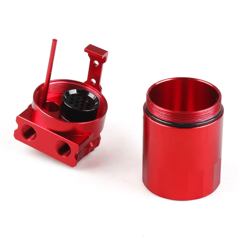 Universal Aluminum Oil Catch Can Reservoir Tank with Mini Breather Filter, Baffled Design, 9mm & 15mm Fittings, Includes Oil Dipstick image 3