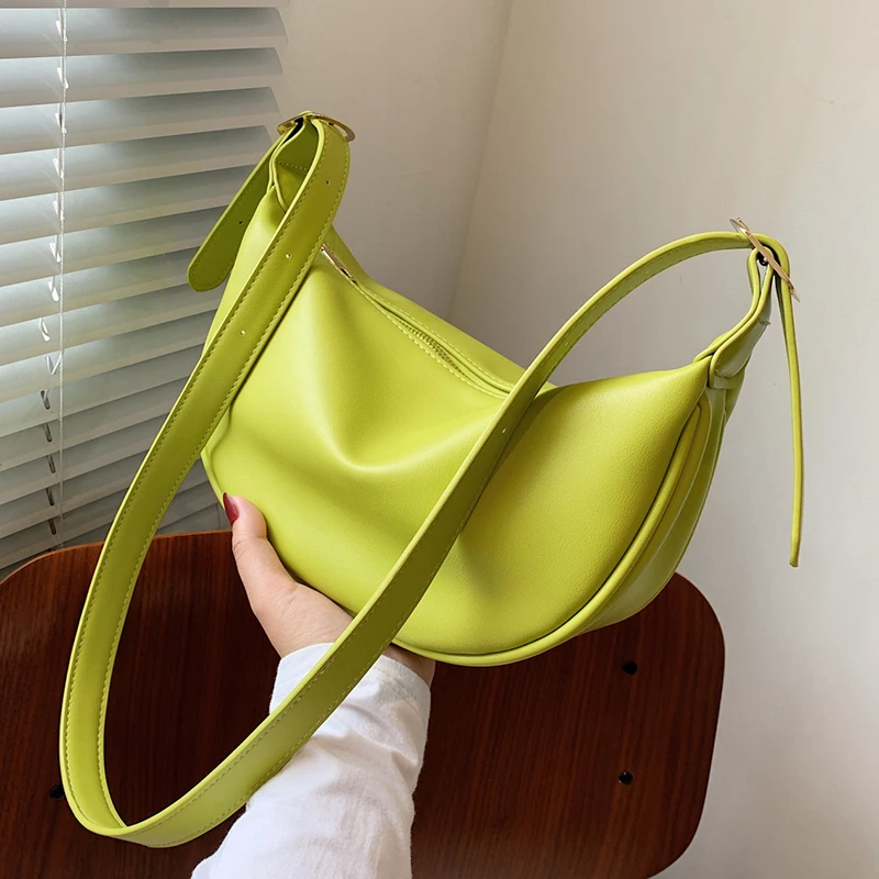 

Kiwi Green Solid Color Simple Small PU Leather Crossbody Bags for Women 2021 Summer Female Elegant Shoulder Handbags