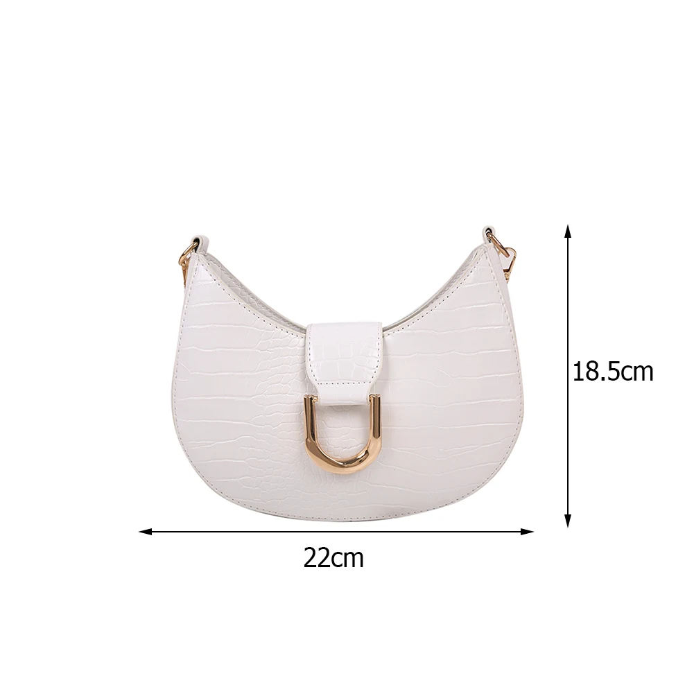 

New Fashion Alligator Pattern Shoulder Underarm Bags For Women Solid Color Casual Vintage PU Leather Ladies Pearl Small Handbags