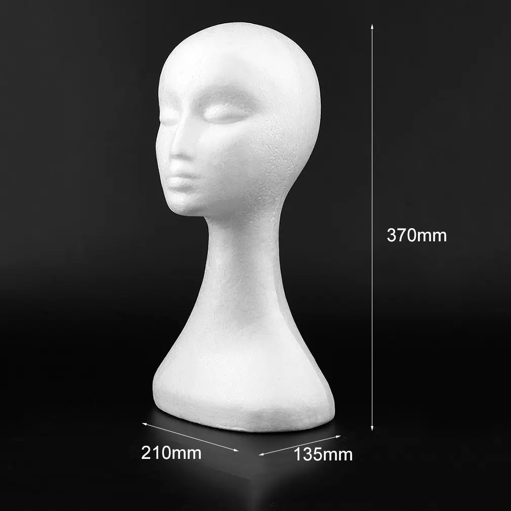 

2020 Hot White Female Styrofoam Mannequin Manikin Head Model Foam Sponge Wig Hair Glasses Display Glasses Cap Display Stand
