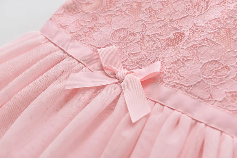 LOVE DD&ampMM Girls Dresses 2022 Summer New Sweet Lace three-dimensional Flowers bow short-sleeved Mesh Princess Vest Dress | Детская