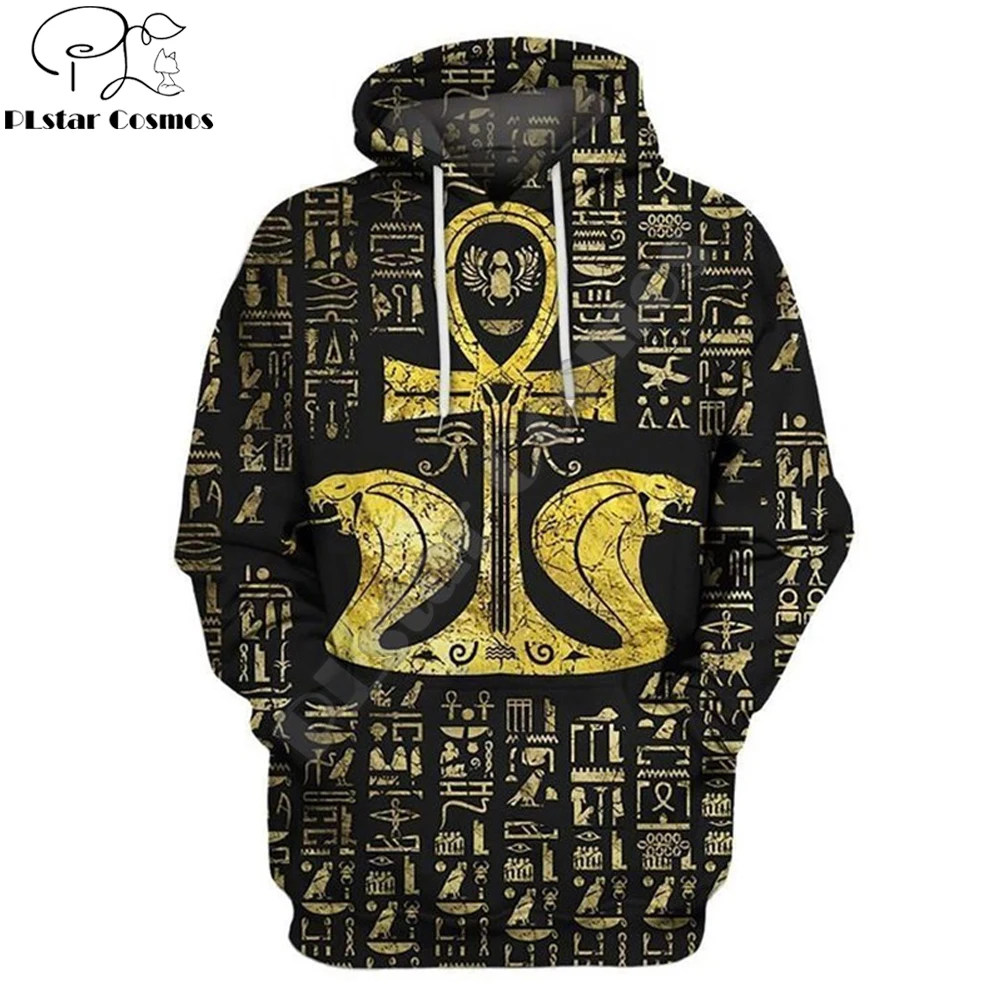 

Худи мужское в стиле Харадзюку, модная уличная куртка с капюшоном, египетский крест глаз хора, Анкх символы, 3D принт