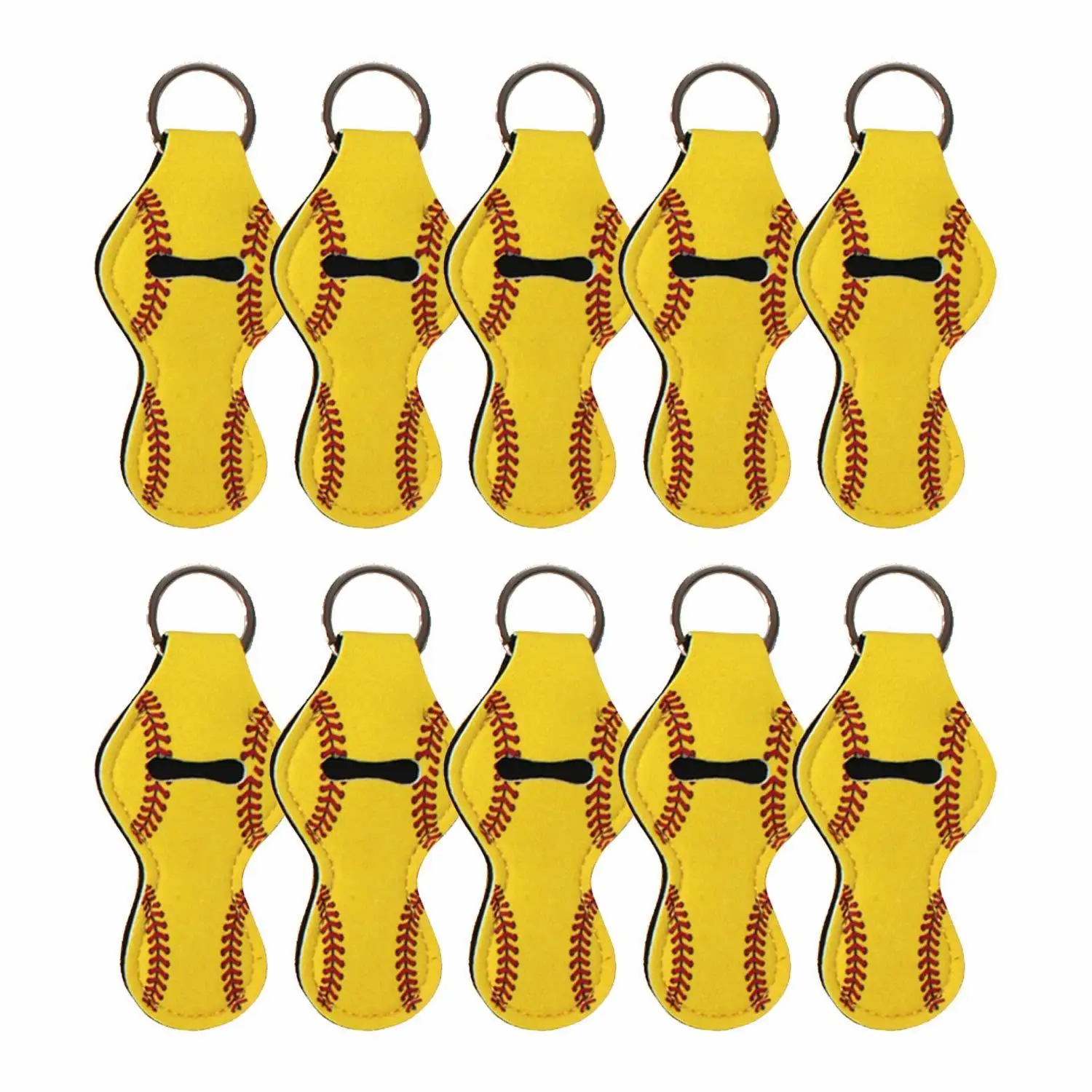 Держатель для ключей 10 шт. желтый в стиле софтбола из неопрена пустые вечерние