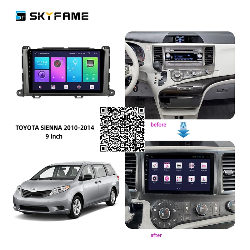 

SKYFAME 4+64G Car Radio Stereo For Toyota Sienna 2010-2014 Android Multimedia System GPS Navigation DVD Player