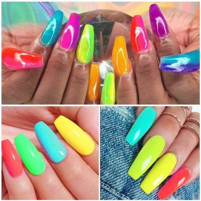 1 Набор = 12 цветов флуоресцентная пудра неоновый пигмент для ногтей блестящие