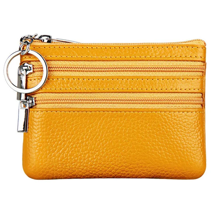 

2021 hot-selling Pu Mini zero wallet multi-layer pocket zipper small leather bag card bag with key button coin bag coin