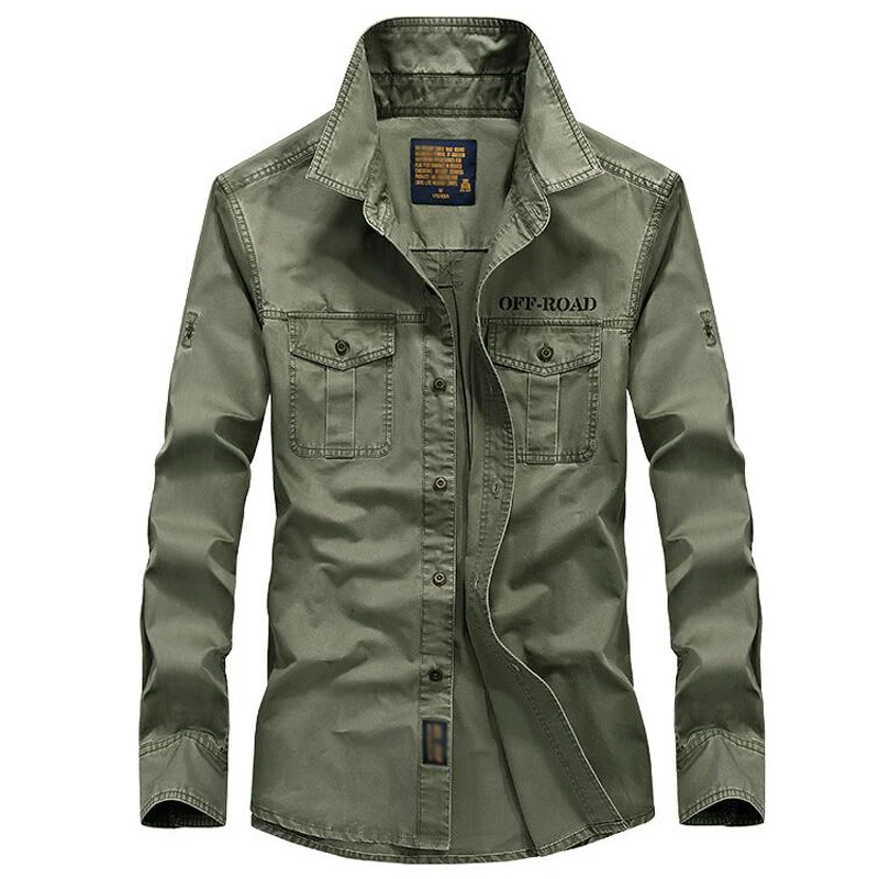 Мужская рубашка в стиле милитари новая брендовая из 100% хлопка с длинным рукавом