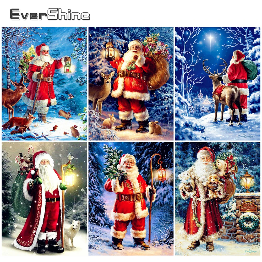 

Алмазная мозаика Рождественская Алмазная вышивка для дома с изображением Санты, зимняя стразы, декор в виде оленя
