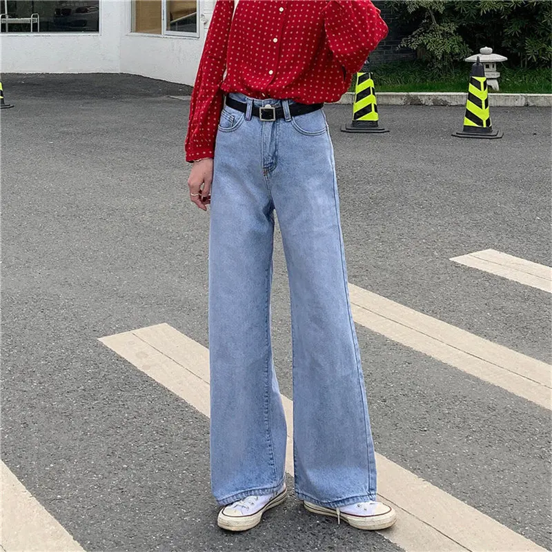 

HziriP Hot Slender Jeans Korea Female High Waist Brief Slim Chic Retro Full Length Pants Women Loose Denim All Match Trousers