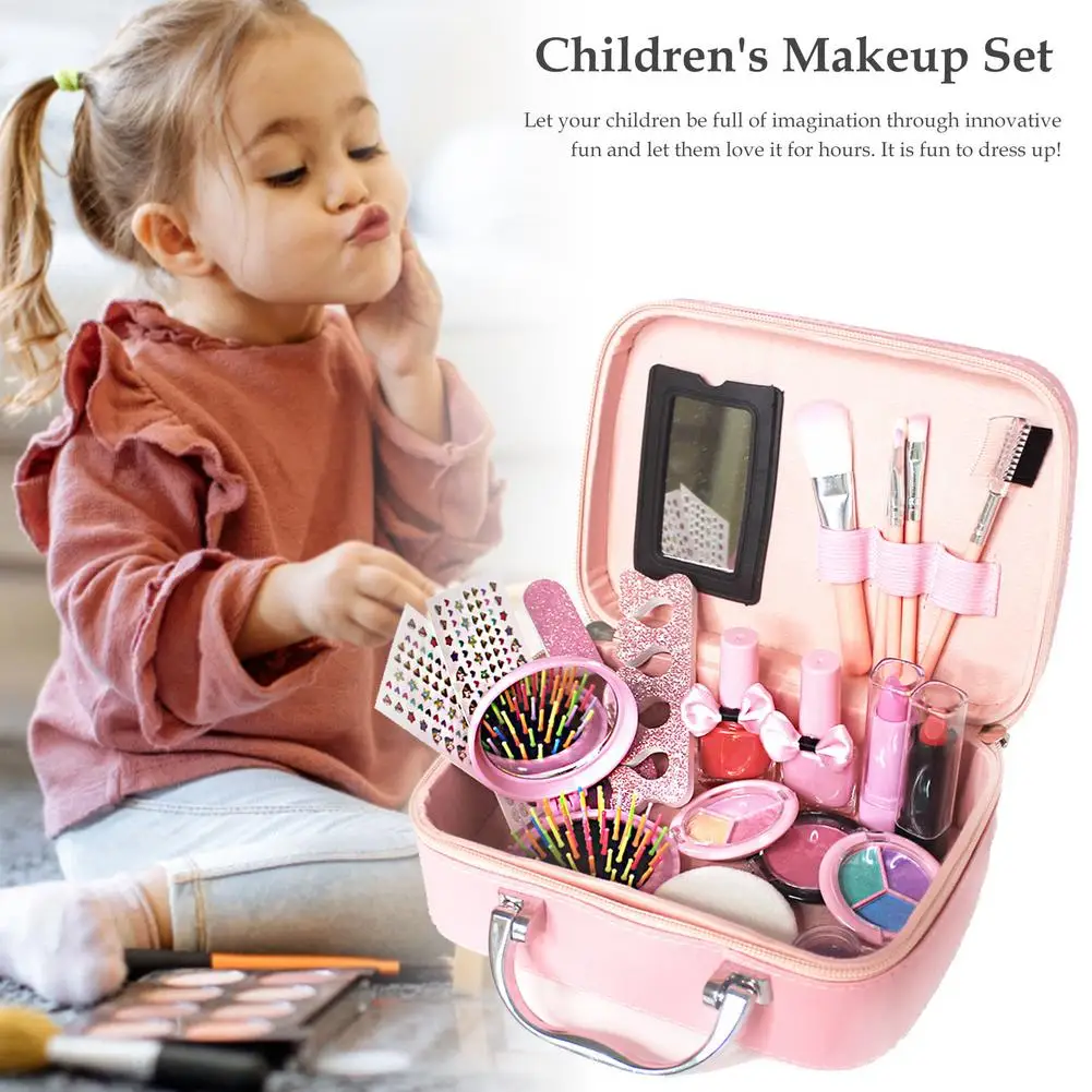 

Fashion Kids Cosmetics Make Up Set Safe Washable Children's Makeup Set Box Princess Beauty Pretend Play Toys For Girl Baby Toys