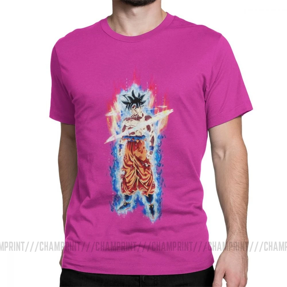 Goku Beerus Dragon Ball, мужские футболки, Vegeta Dbz, аниме, Harajuku, Забавные футболки, короткий рукав, вырез лодочкой, футболки, чистый хлопок, рисунок - Цвет: Фуксия