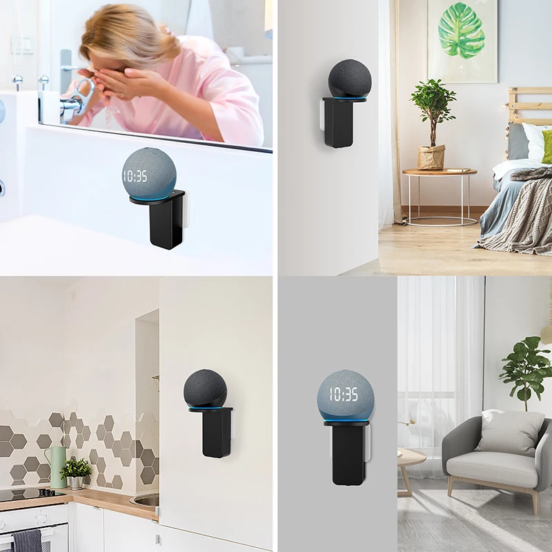 PlusAcc Outlet Hanger Holder Wall Mount For Amazon Alexa Echo Dot 4 Space-Saving Accessories Built-in Cable Management Shelf | Электроника