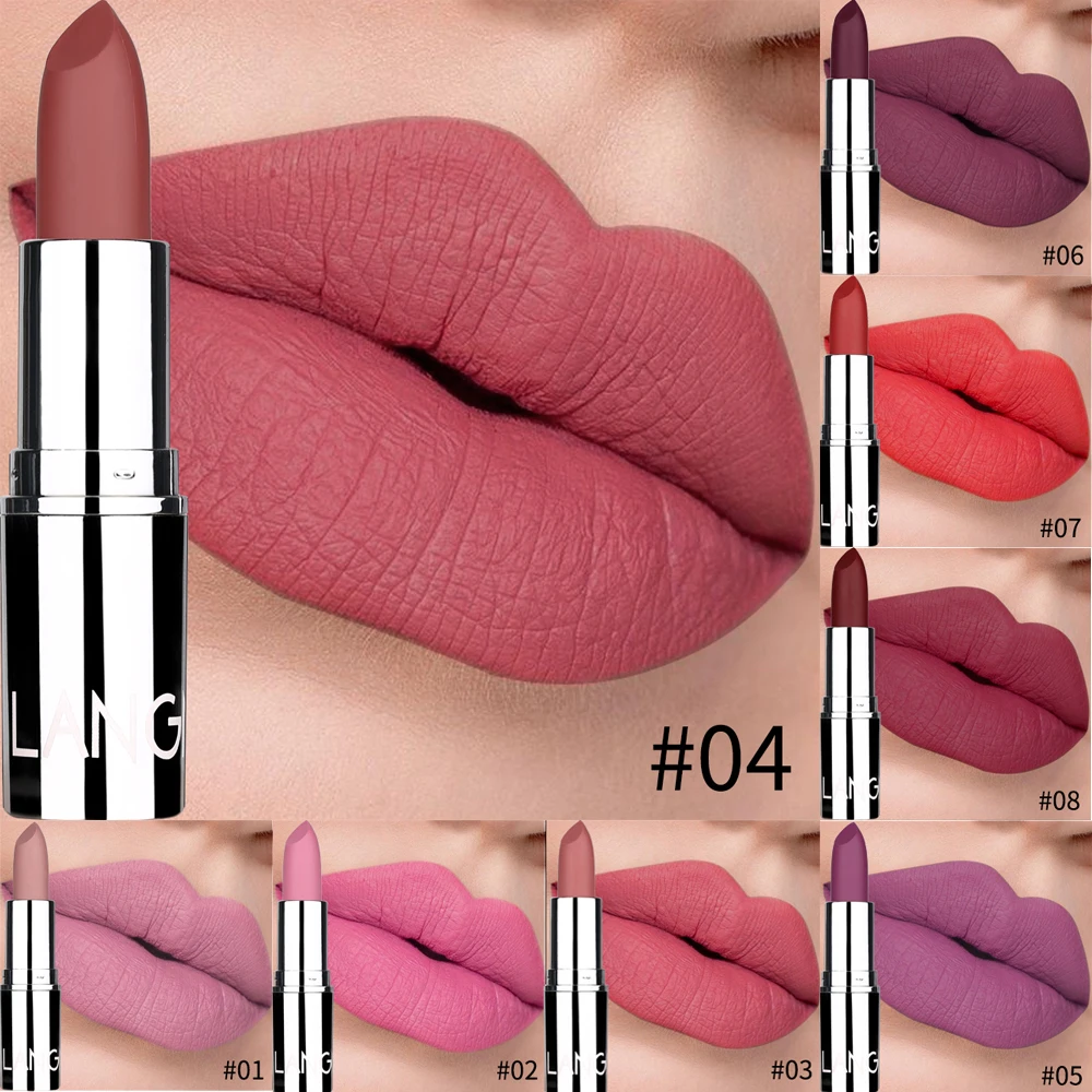 

8 Colors Matte Bullet Lipstick Waterproof Long-Lasting Velvet Lipstick Easy To Wear 2021 Nude Batom Nutritious Makeup Cosmetics