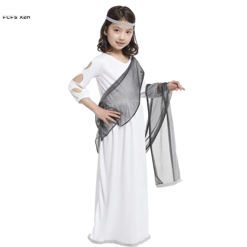 White Girls Halloween Greece Princess Costumes Kids Children Goddess Athena Cosplay Carnival Purim parade Stage play party dress |