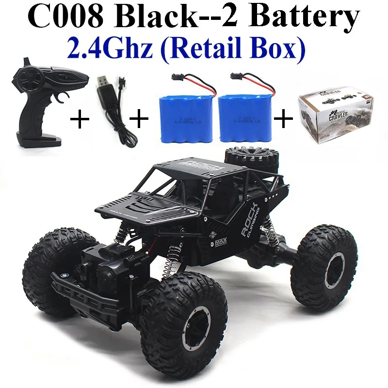 C008-Black-Set-4 1:16 машинка на радиоуправлении 4WD 2,4 Ghz Рок Гусеничный пульт дистанционного управления игрушки машины на радиоуправлении игрушки для детей 8888 - Цвет: C008-Black-Set-4