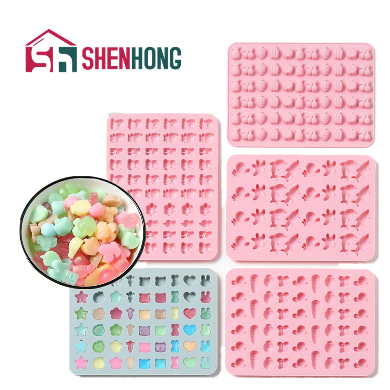 

SHENHONG Cartoon Silicone Gummy Molds Funny Cute Candy Chocolate Bunny Geometry Animal Sea Fruit Ice Cube Moulds Baking Tools