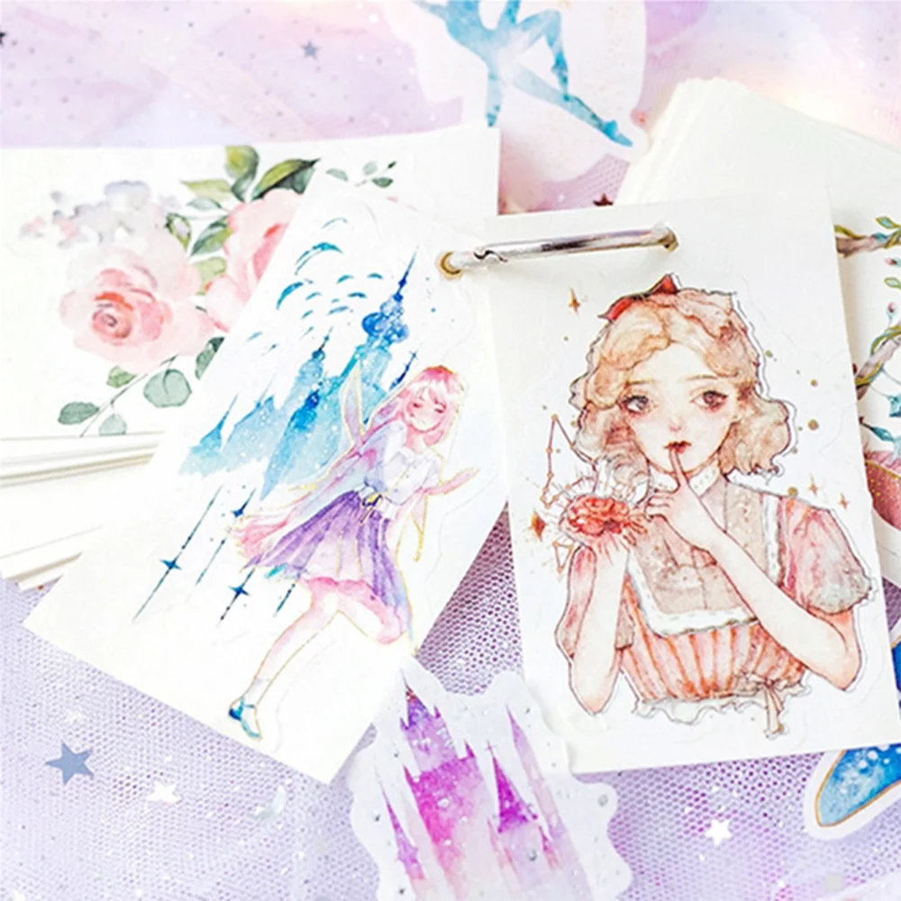 60 шт цветок золочение наклейки из бумаги васи милые канцелярские принадлежности