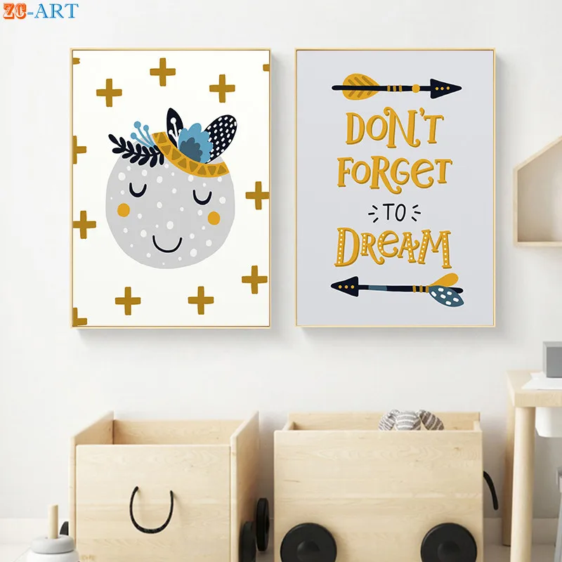 Скандинавский мальчиков Wall Art джунгли Животные принты Цитата плакат живопись на