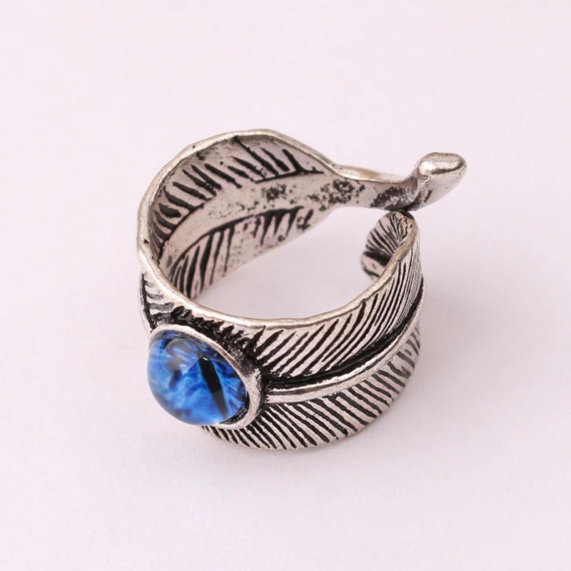Fashion Punk Evil Eye Leaf Feather Ring Multi-color Hiphop Vintage Alloy Opening Adjust Cool for Women | Украшения и аксессуары