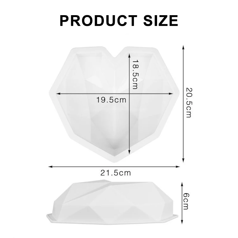 

1/8 Cavity 3D Diamond Love Heart Dessert Cake Mould Pop Silicone Art Mold Mousse Baking Supplies Pastry Decoration Dropshipping