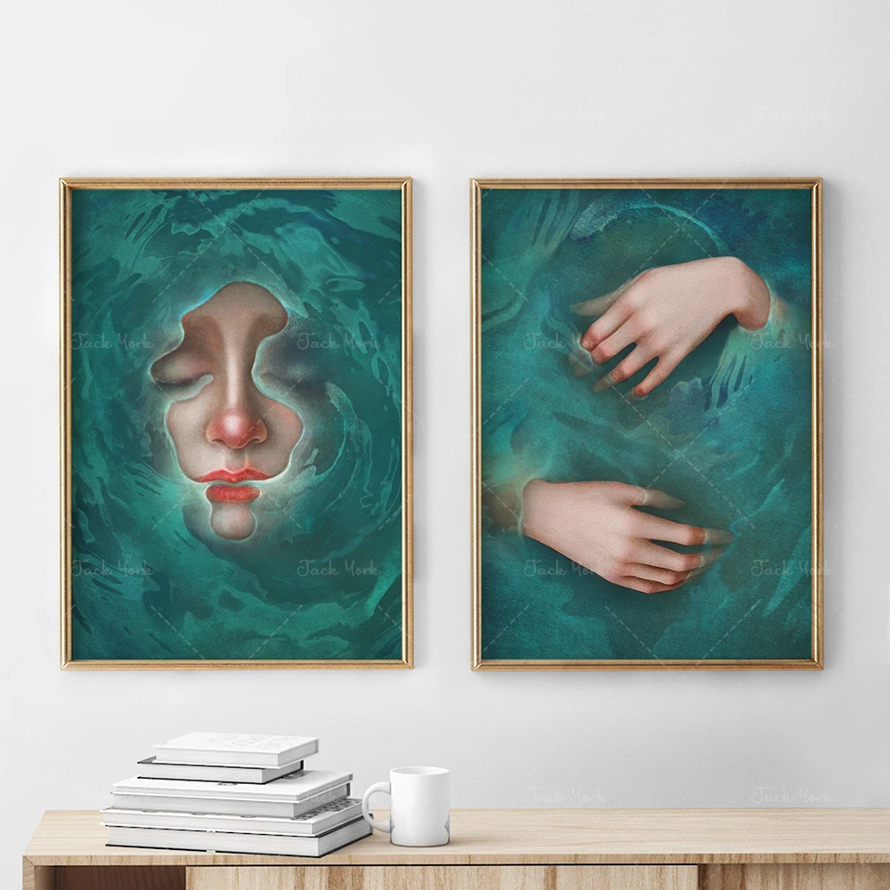 

2 posters with illustrations | Ophelia from theater play "Hamlet" by William Shakespeare | art print | Literary Gift | Shakespe