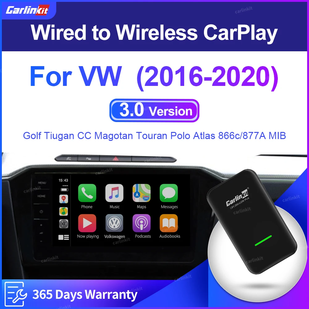 

Carlinkit 3.0 CarPlay Wireless Adapter for VW Volkswagen Golf Tiguan Passat Touran Polo Bora CC Jetta Lamando Lavida Magotan Kit