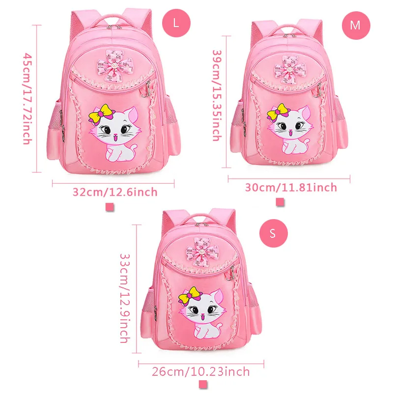 3 Pieces Pink Cat Children Backpack School Bags for girls Cartoon Kid Backpack Kitty Printing Bookbag mochilas escolares infanti