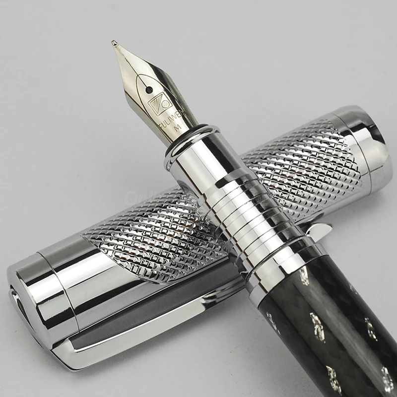 Перьевая ручка Fuliwen из углеродного волокна средний наконечник 0 7 мм желтый цвет