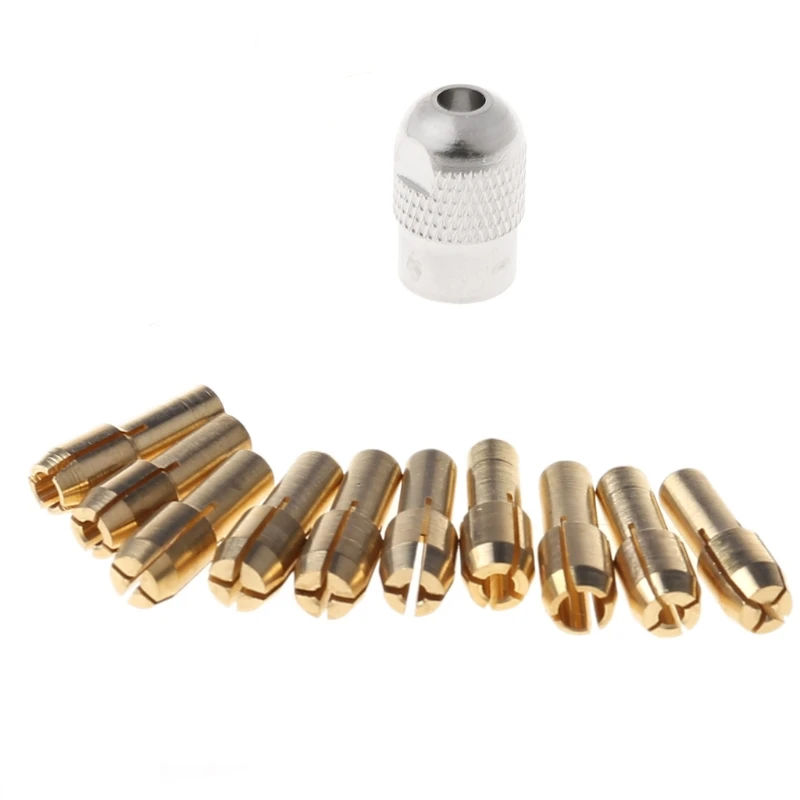 

10Pcs 0.5-3.2mm Brass Drill Chuck Collet Bits 4.3mm Shank For Dremel Rotary Tool