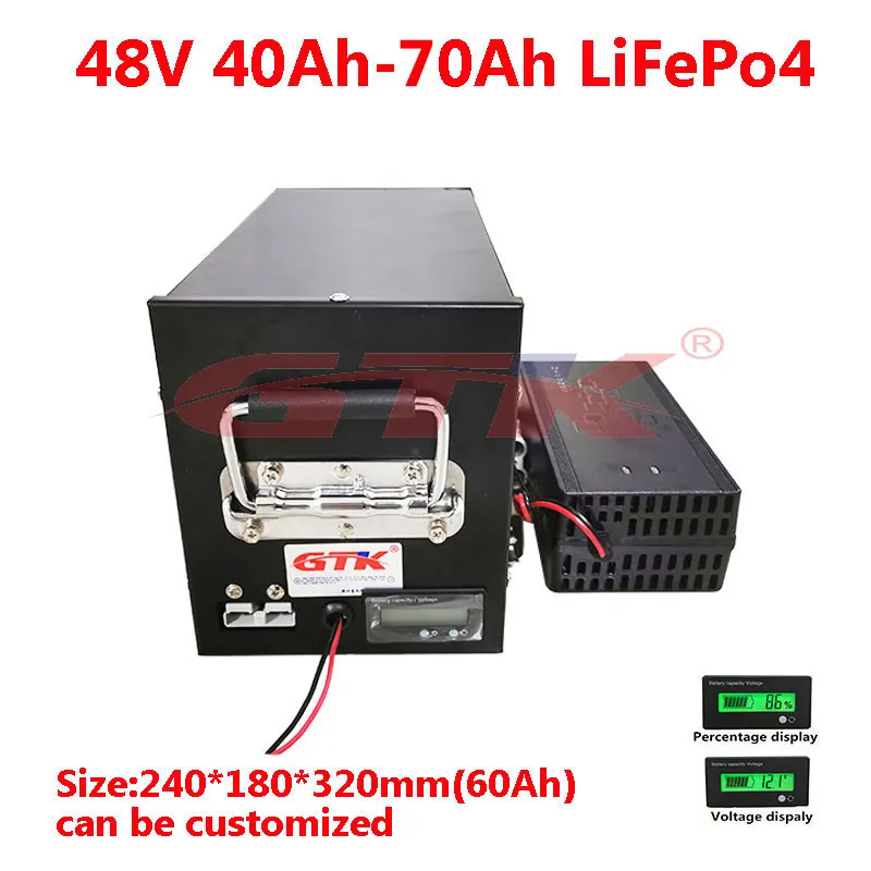 GTK 48 в 40 Ач 50 60 ач 70 80 LiFepo4 литиевый аккумулятор с BMS для 4000 Вт автодома