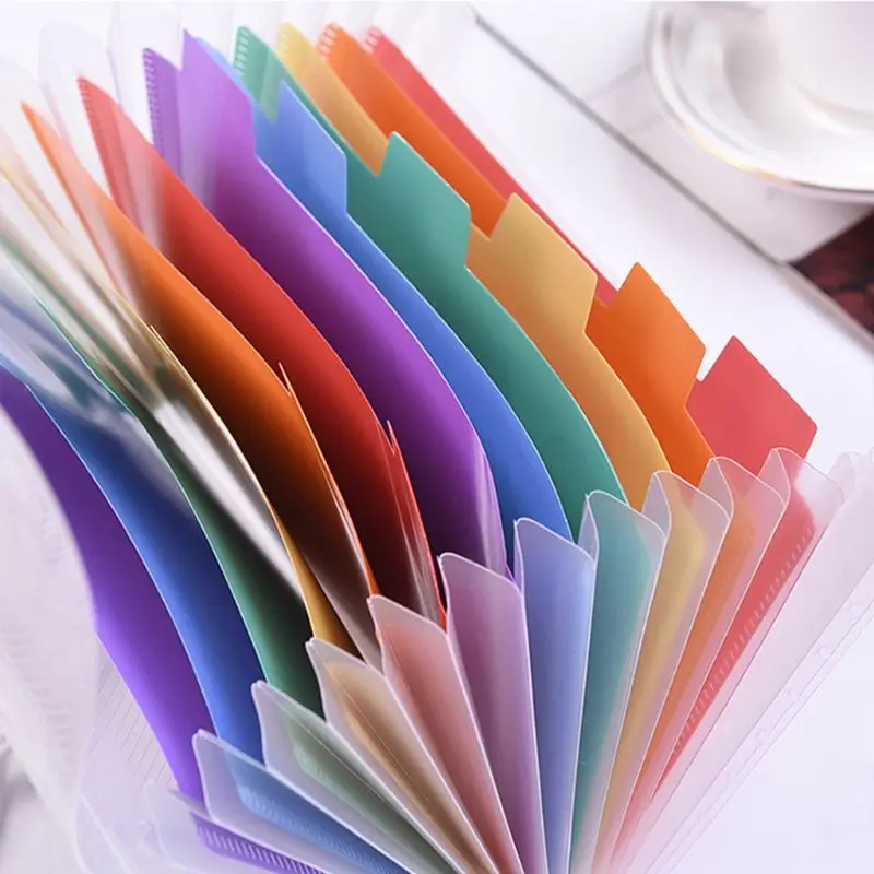 

Rainbow Color A6 Document Bag Cute Mini Bill Receipt File 13 Grids Pouch Folder