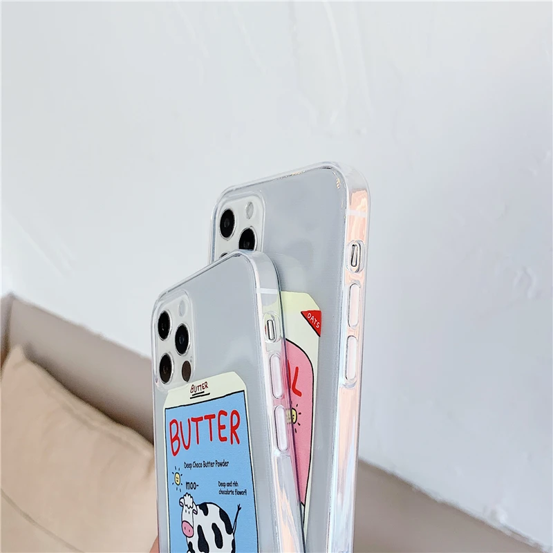 

Cute Cartoon Milk Cow Phone Cases on For iPhone 12 Mini 11 Pro XS MAX XR X 8 7 Plus SE 2020 Clear Soft TPU Back Cover Fundas