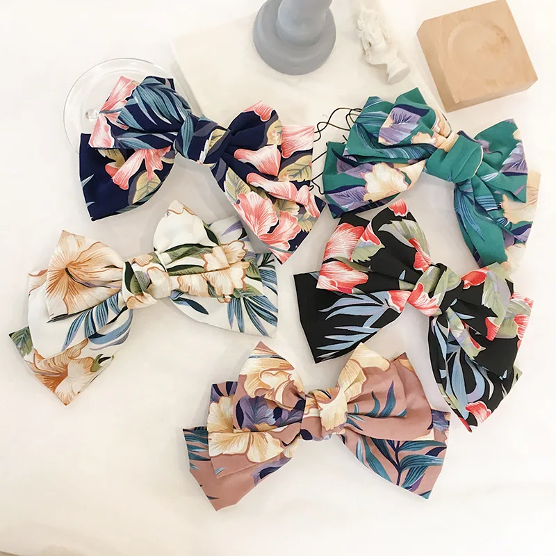 

Free Shipping Bohemia Large Bow Barrettes Three Levels Chiffon Hair Flower Hair Clip For Women Girls Hairgrips Hair Accessories